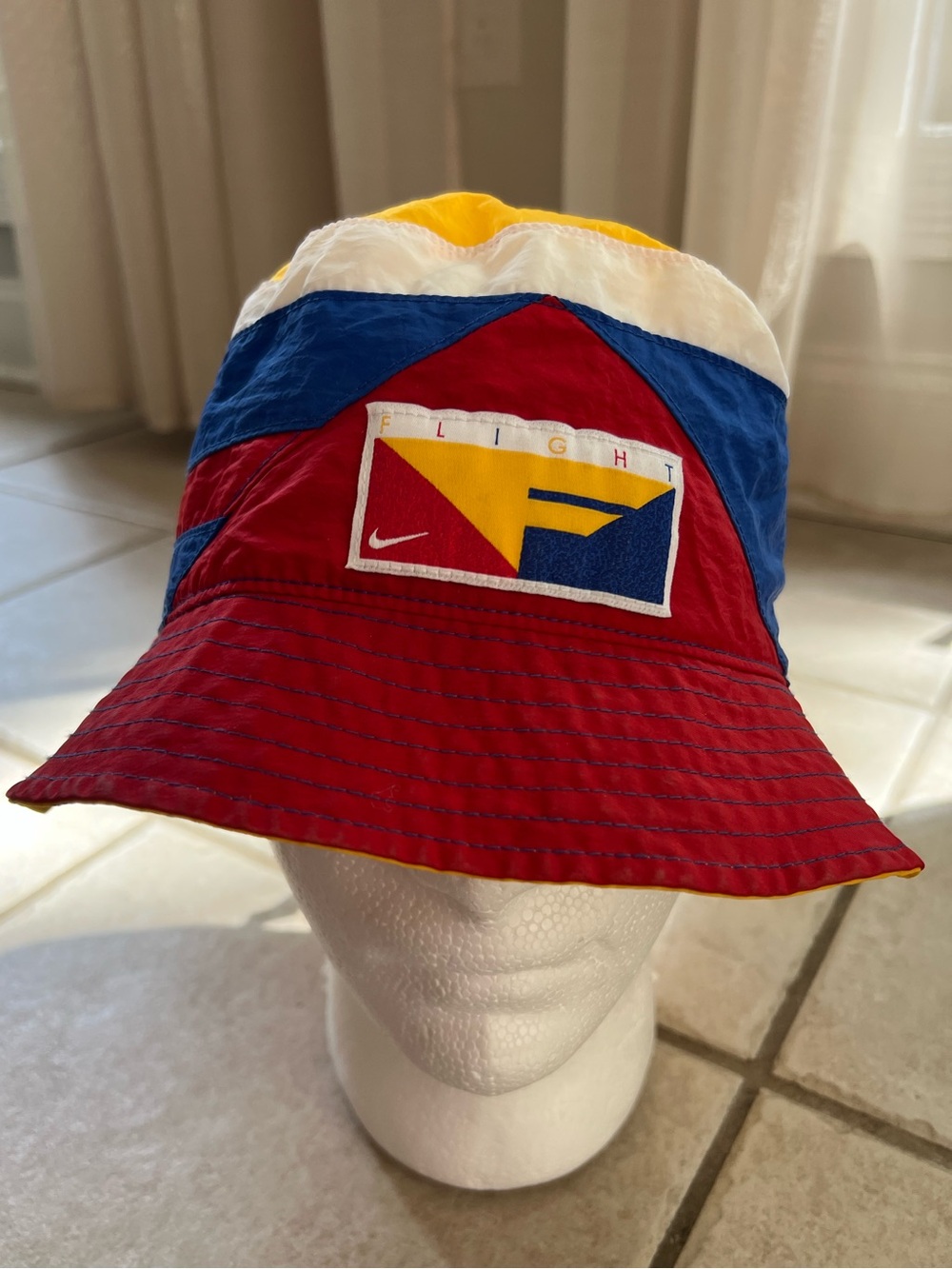 Vintage Nike Flight Retro Nylon Bucket Hat Cap Multicolor Adjustable